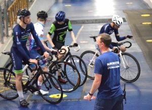 Manchester Cycling Academy riders at Manchester Velodrome
